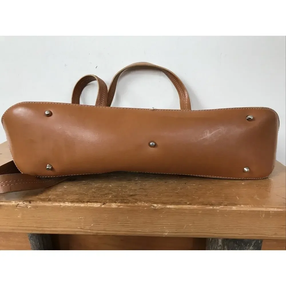 Francesco Biasia Tan Leather Zipper Italian Shoulder Bag Barrel Clutch Purse 14